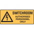 Warning Sign - Switchroom   Authorised Personnel... - With Pictol, 600w X 300mmh,  Mtl, Yellow/black