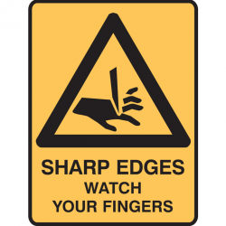 SHARP EDGES WATCH YOUR.. 125X90 SS PK5 