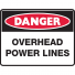 DANGER OVERHEAD POWR LINES 450X600MM MTL