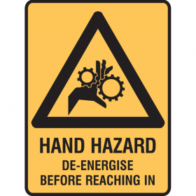 HAND HAZARD DE-ENERGISE.. 300X225 POLY 