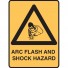 WARNING SIGN - ARC FLASH & SHOCK HAZARD WITH PICTURE - 300 x 450mm, Poly