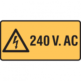 Electrical Hazard Sign - 240 Volts Ac -  Pkt. 5,  50 X 25mm