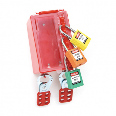 Mini Wall Lock Box - Red - 80mmw X 80/150mmh X 150mml  (also # 406717) - Image Small - 2