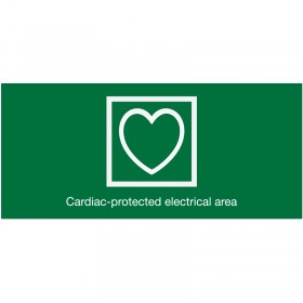 CARDIAC PROTECTED ELECTRICAL AREA - 300 x 225mm, Poly (bradyserve #853676)