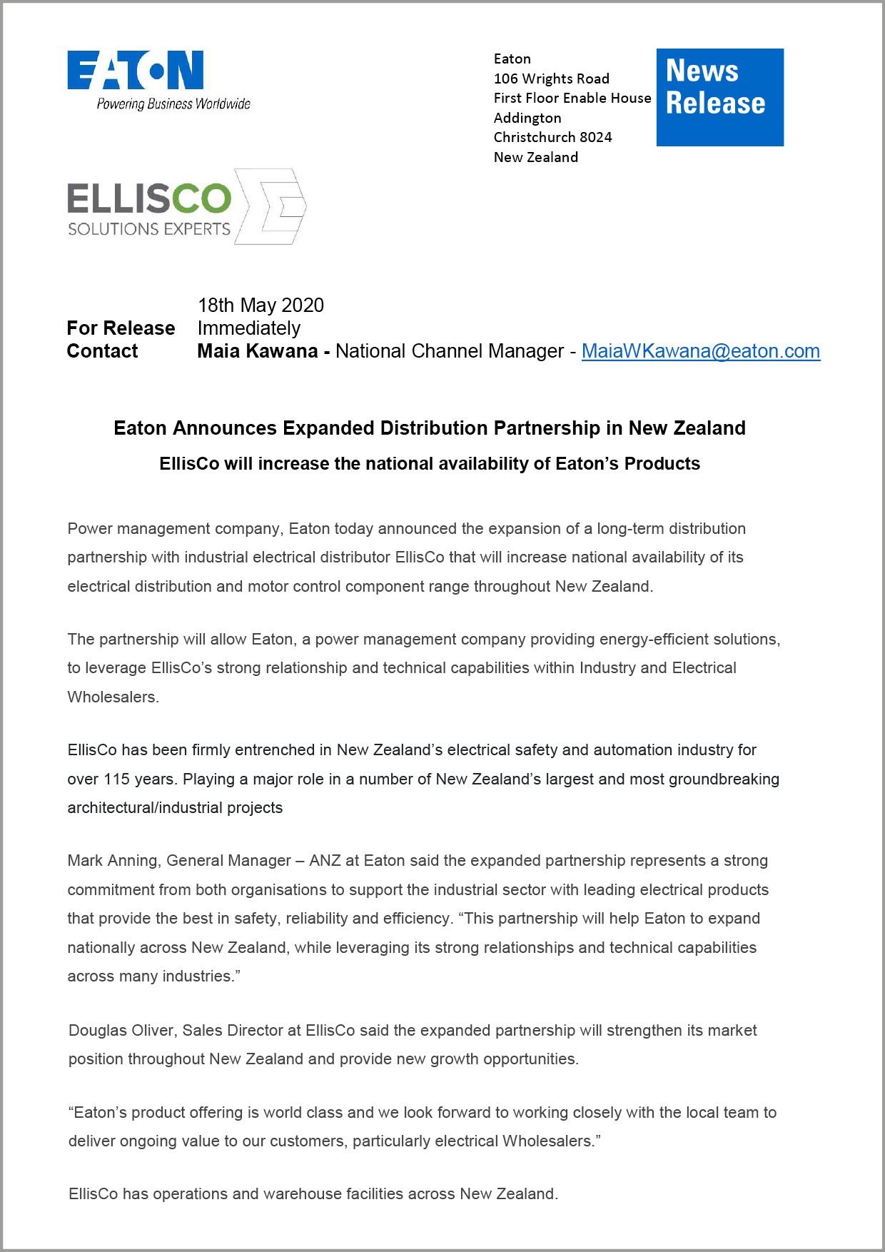 Eaton press release